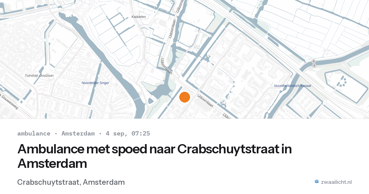 Ambulance met spoed naar Crabschuytstraat in Amsterdam — 4 sep 2026