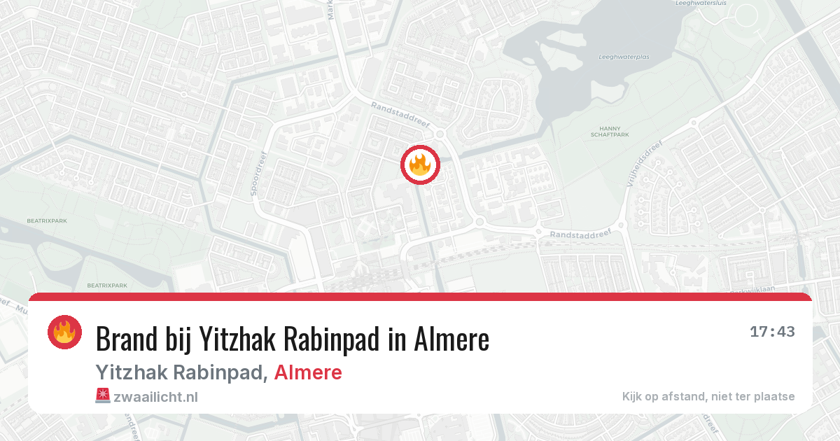 Brand bij Yitzhak Rabinpad in Almere — 13 aug 2026