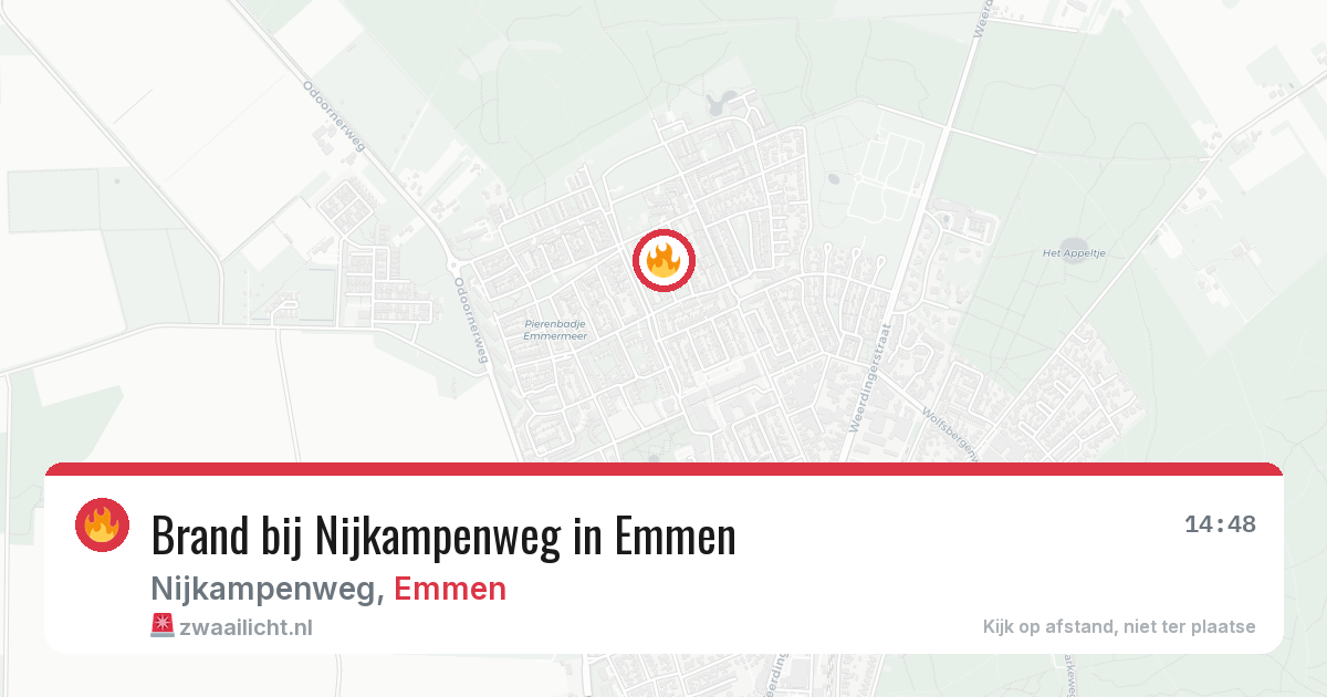 Brand bij Nijkampenweg in Emmen — 8 aug 2026