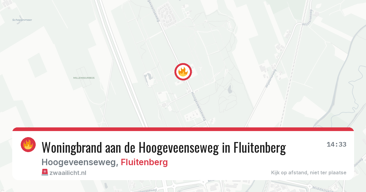Woningbrand aan de Hoogeveenseweg in Fluitenberg — 9 jun 2026