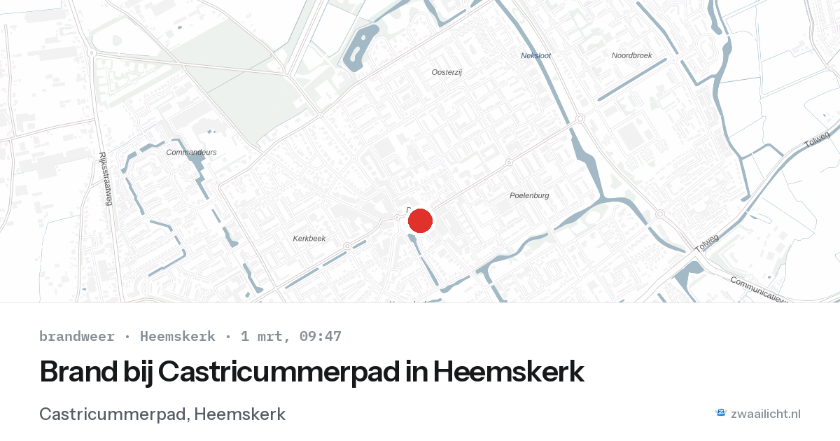 Brand bij Castricummerpad in Heemskerk — 1 mrt 2026