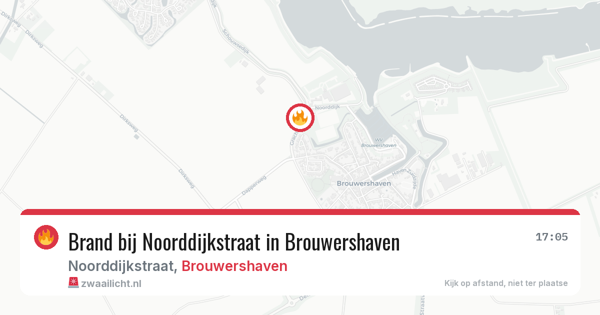 Brand bij Noorddijkstraat in Brouwershaven — 17 jul 2026