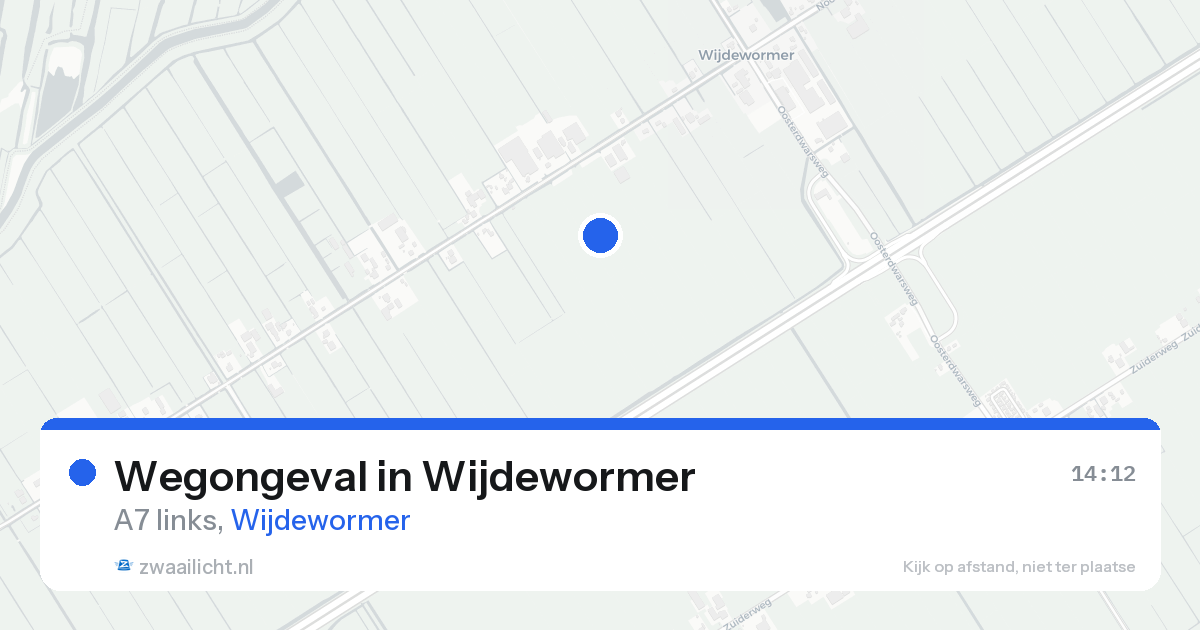 Wegongeval in Wijdewormer — 14 aug 2026