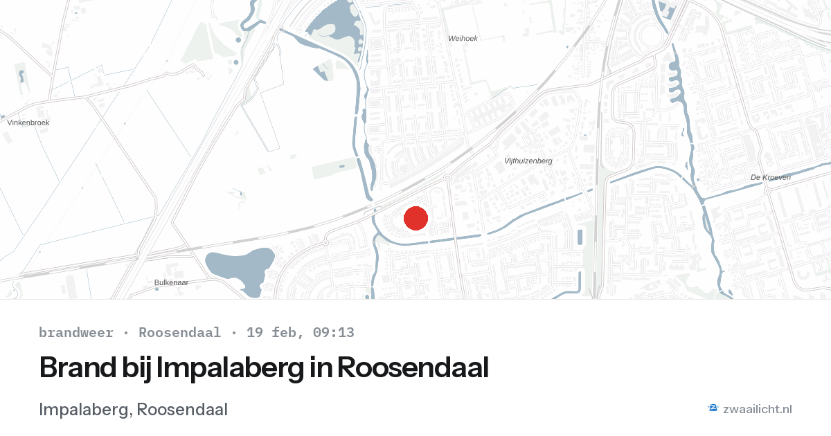 Brand bij Impalaberg in Roosendaal — 19 feb 2026