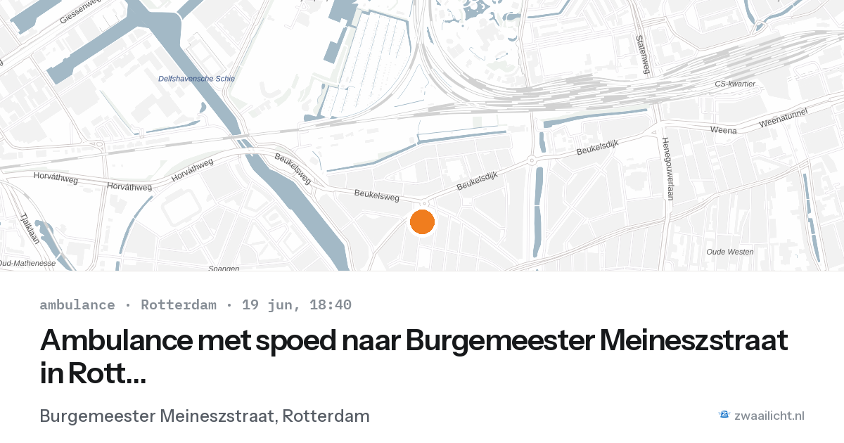 Ambulance met spoed naar Burgemeester Meineszstraat in Rotterdam — 19 jun 2026
