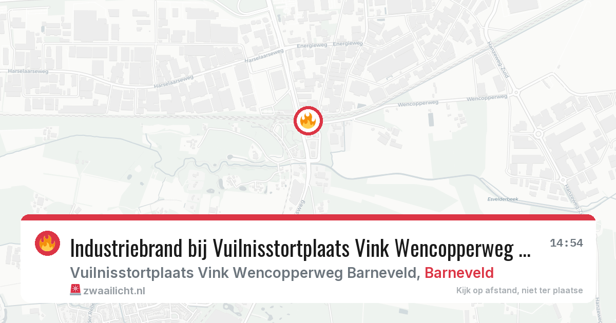 Industriebrand bij Vuilnisstortplaats Vink Wencopperweg Barneveld in Barneveld — 2 aug 2026
