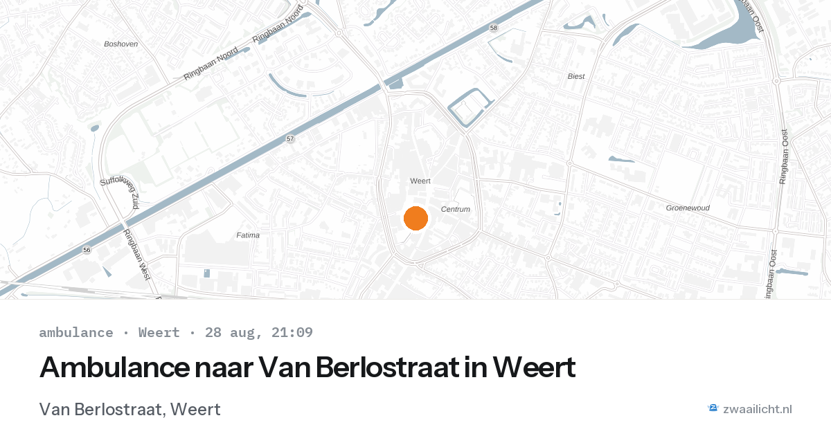 Ambulance naar Van Berlostraat in Weert — 28 aug 2026