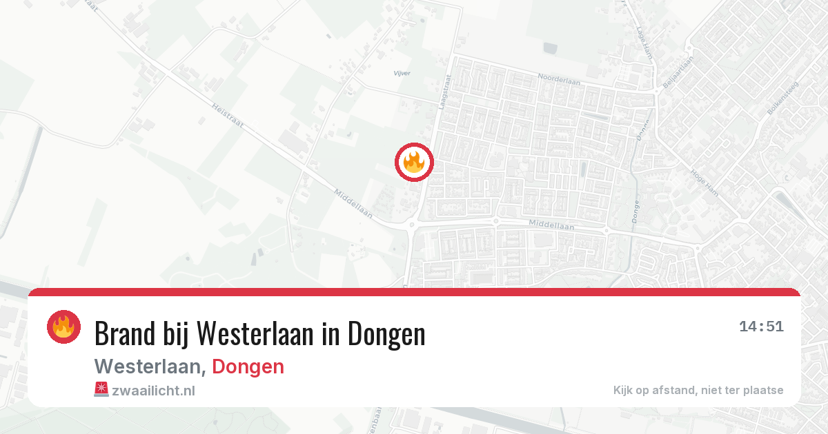 Brand bij Westerlaan in Dongen — 6 aug 2026