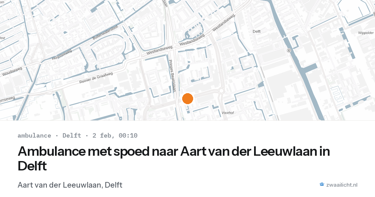 Ambulance met spoed naar Aart van der Leeuwlaan in Delft — 1 feb 2026