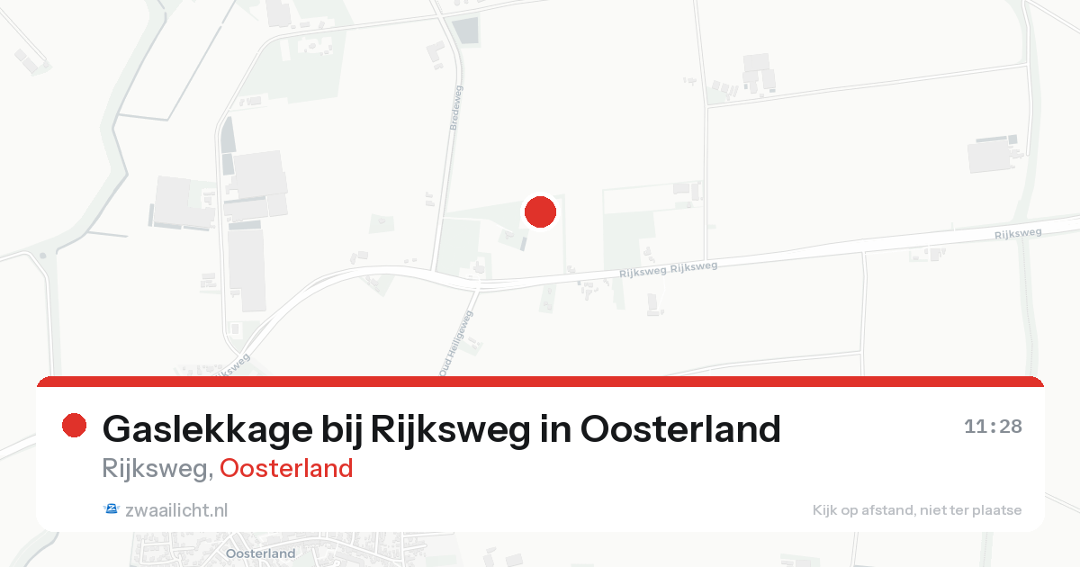 Gaslekkage bij Rijksweg in Oosterland — 25 aug 2026