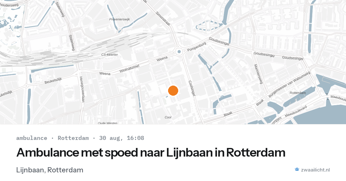 Ambulance met spoed naar Lijnbaan in Rotterdam — 30 aug 2026