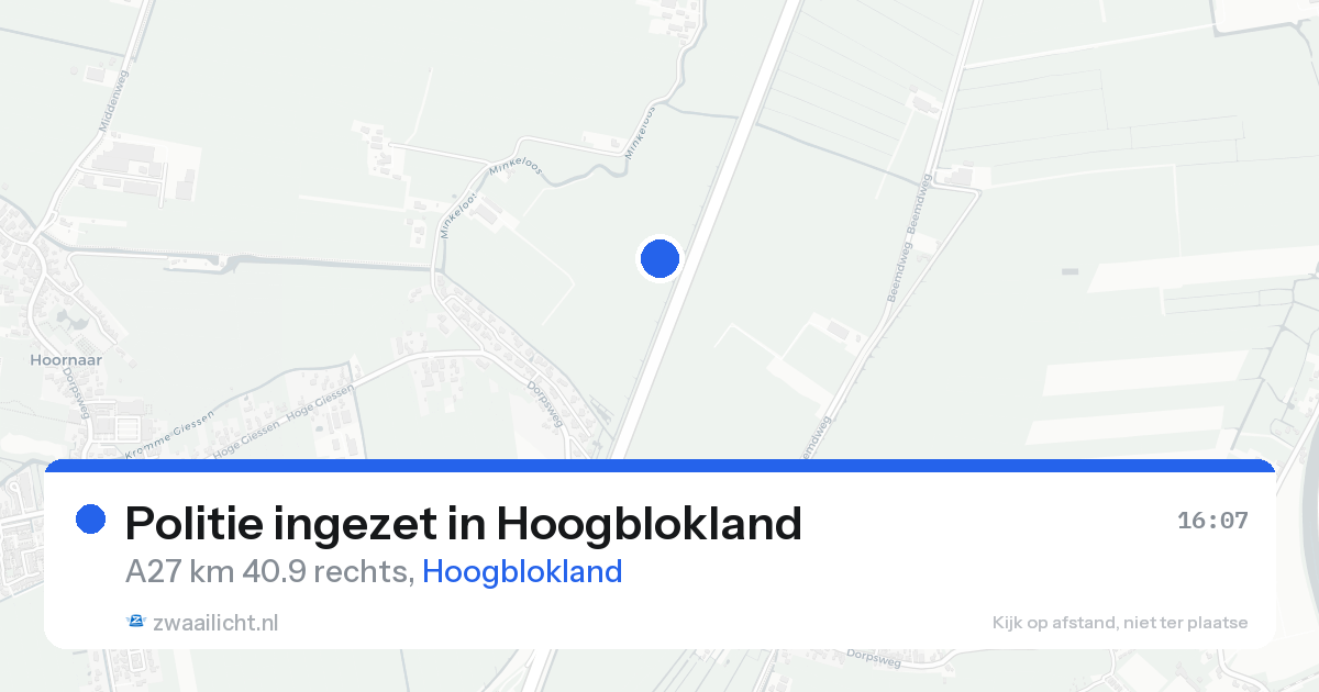 Politie ingezet in Hoogblokland — 21 aug 2026 | 🚨 Zwaailicht.nl