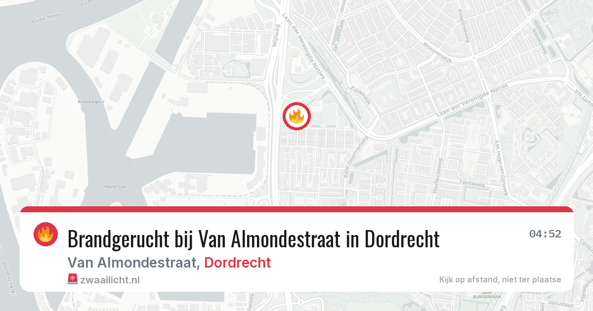 Brandgerucht bij Van Almondestraat in Dordrecht — 5 jul 2026