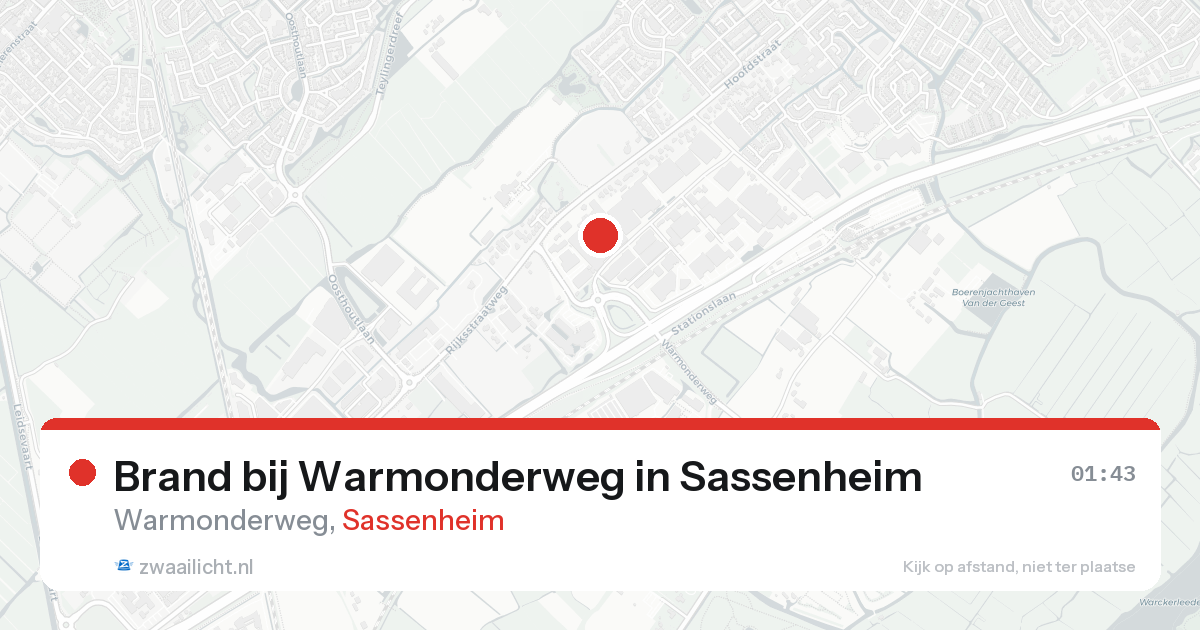Brand bij Warmonderweg in Sassenheim — 17 aug 2026