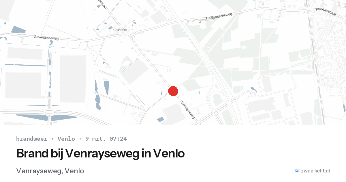 Brand bij Venrayseweg in Venlo — 9 mrt 2026