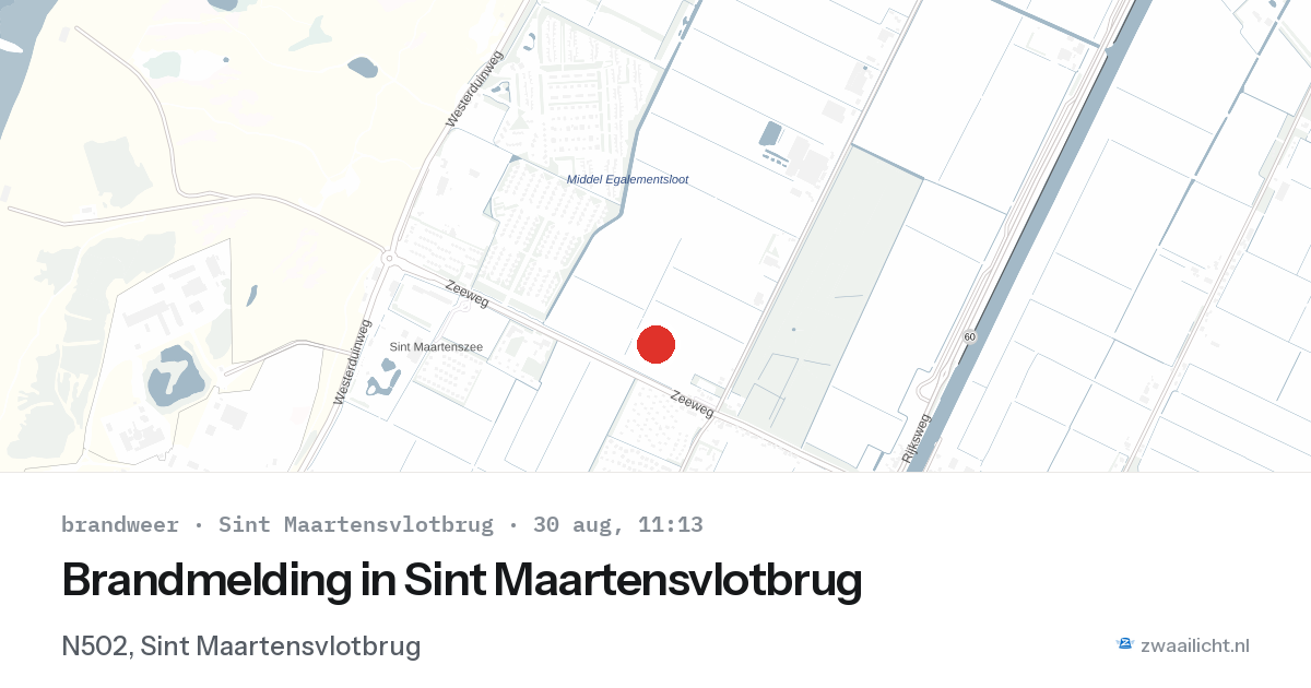 Brandmelding in Sint Maartensvlotbrug — 30 aug 2026