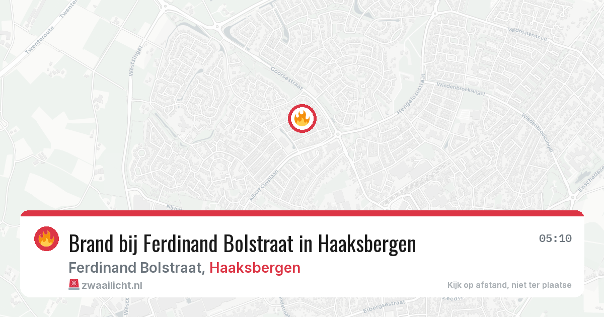 Brand bij Ferdinand Bolstraat in Haaksbergen — 9 jul 2026