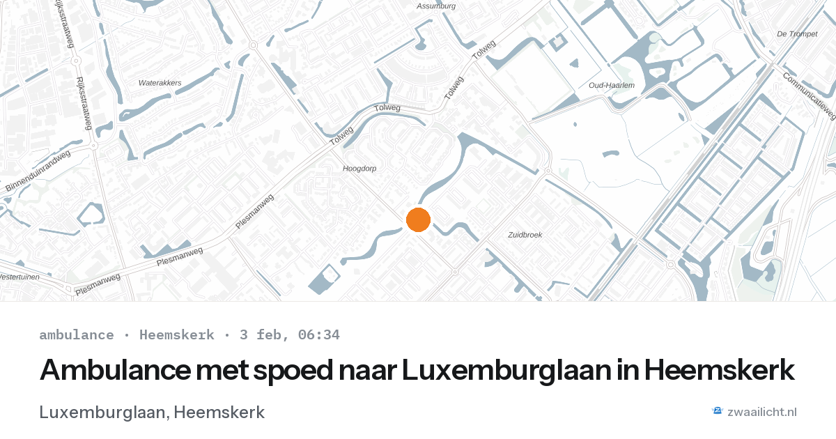 Ambulance met spoed naar Luxemburglaan in Heemskerk — 3 feb 2026