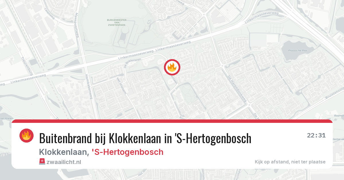 Buitenbrand bij Klokkenlaan in 'S-Hertogenbosch — 7 aug 2026