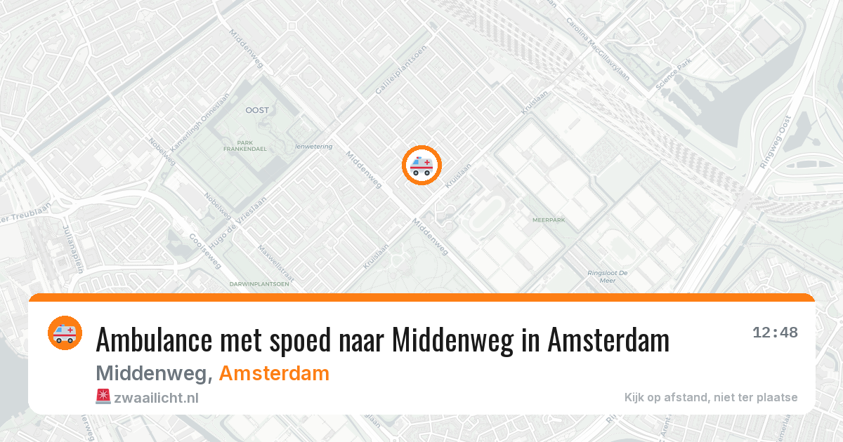 Ambulance met spoed naar Middenweg in Amsterdam — 13 aug 2026