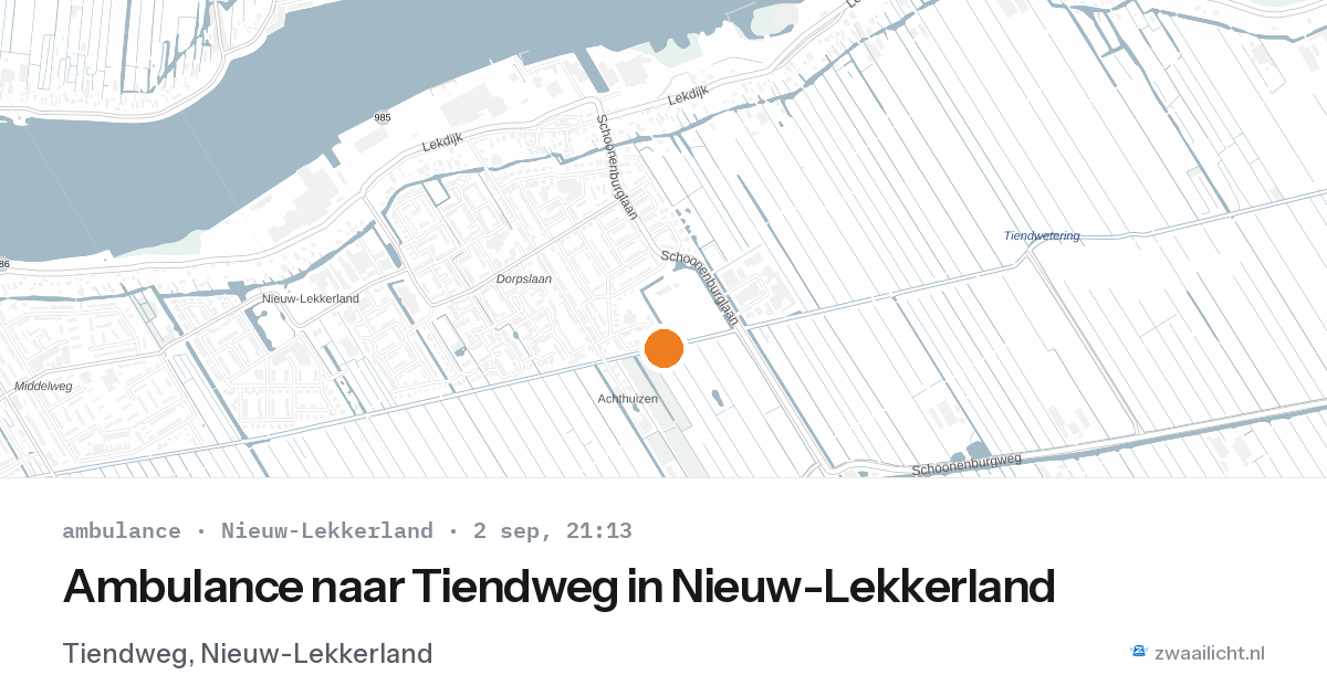 Ambulance naar Tiendweg in Nieuw-Lekkerland — 2 sep 2026
