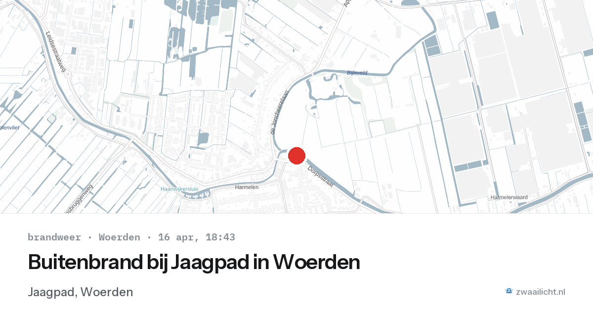 Buitenbrand bij Jaagpad in Woerden — 16 apr 2026