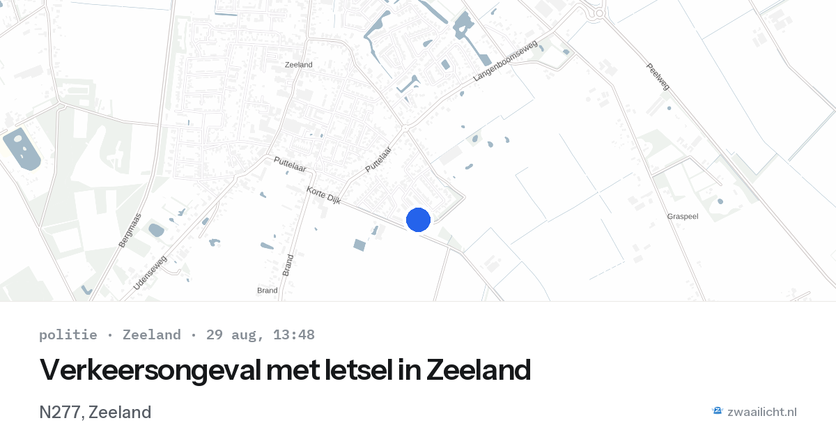 Verkeersongeval met letsel in Zeeland — 29 aug 2026