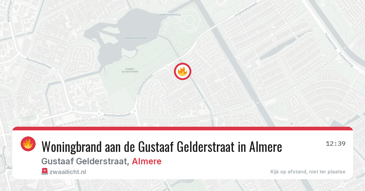 Woningbrand aan de Gustaaf Gelderstraat in Almere — 20 jun 2026