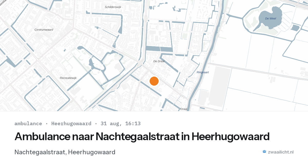 Ambulance naar Nachtegaalstraat in Heerhugowaard — 31 aug 2026