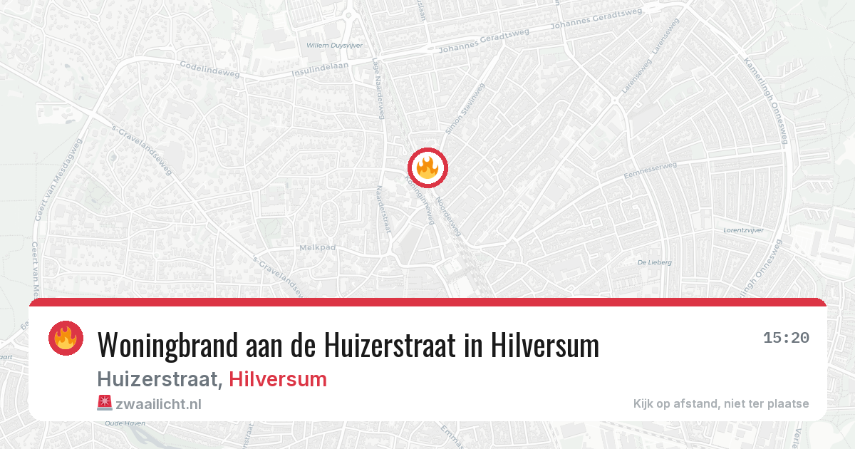Woningbrand aan de Huizerstraat in Hilversum — 7 mrt 2026