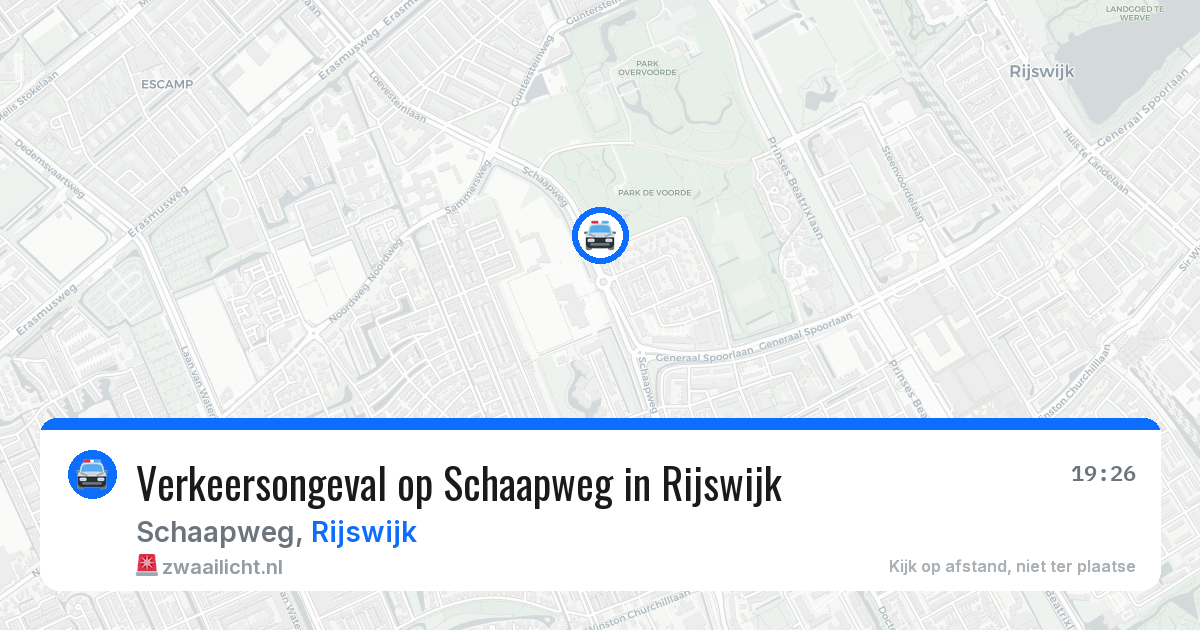 Verkeersongeval op Schaapweg in Rijswijk — 14 aug 2026
