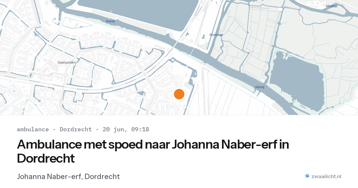 Ambulance met spoed naar Johanna Naber-erf in Dordrecht — 20 jun 2026