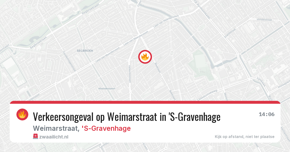 Verkeersongeval op Weimarstraat in 'S-Gravenhage — 6 aug 2026
