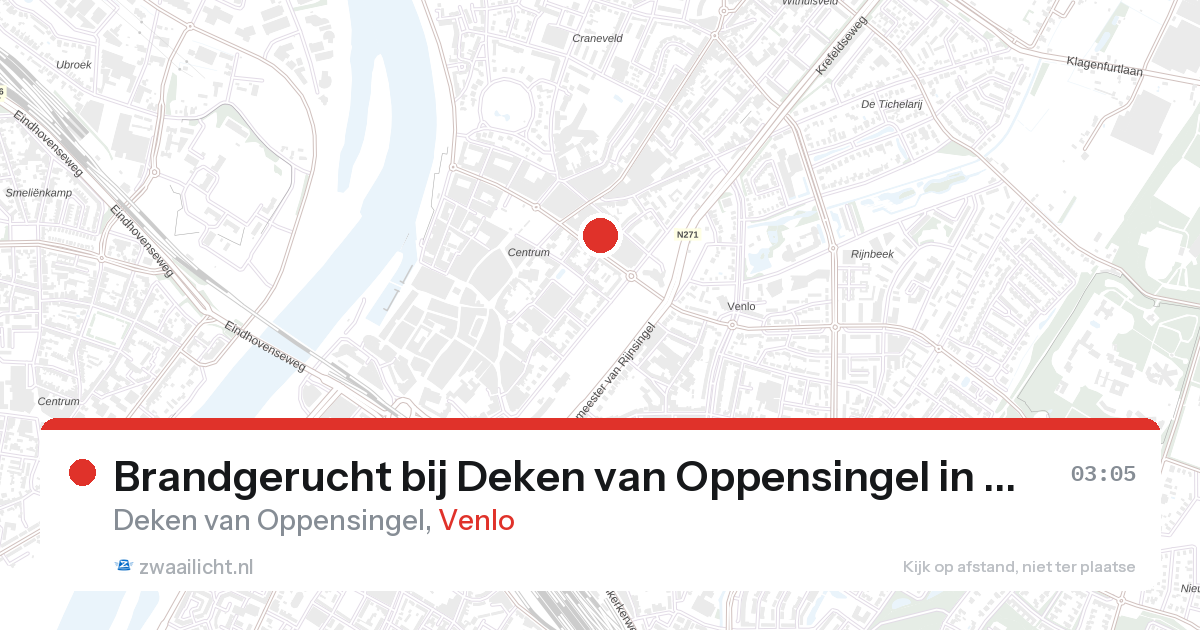 Brandgerucht bij Deken van Oppensingel in Venlo — 13 aug 2026
