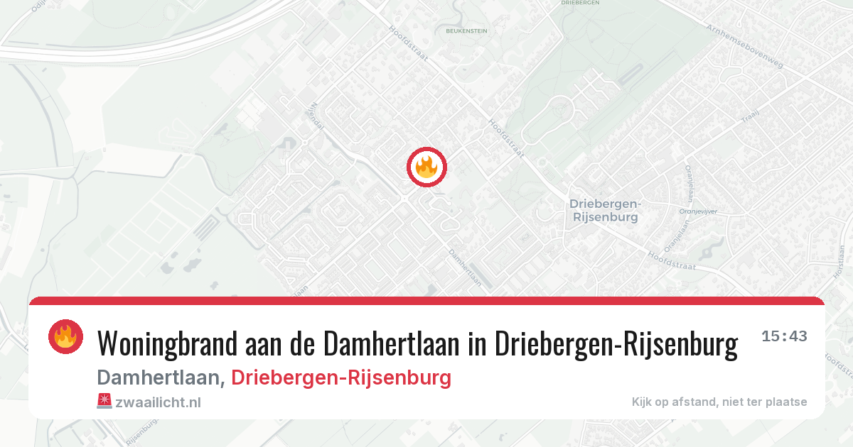Woningbrand aan de Damhertlaan in Driebergen-Rijsenburg — 15 jun 2026