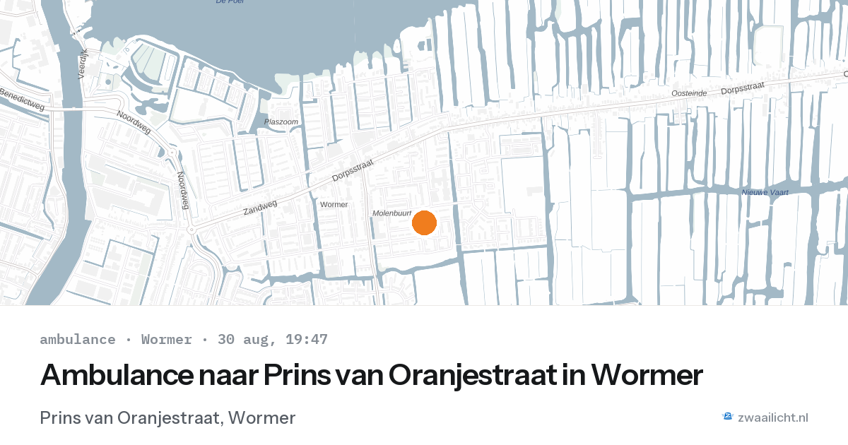 Ambulance naar Prins van Oranjestraat in Wormer — 30 aug 2026