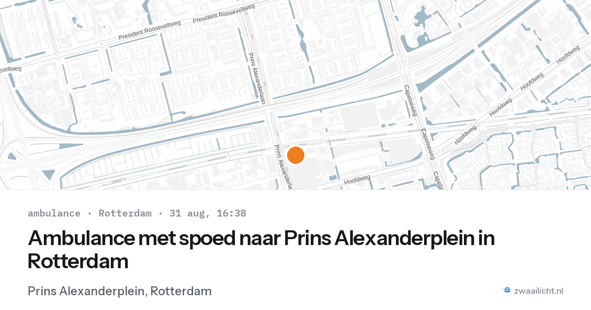 Ambulance met spoed naar Prins Alexanderplein in Rotterdam — 31 aug 2026