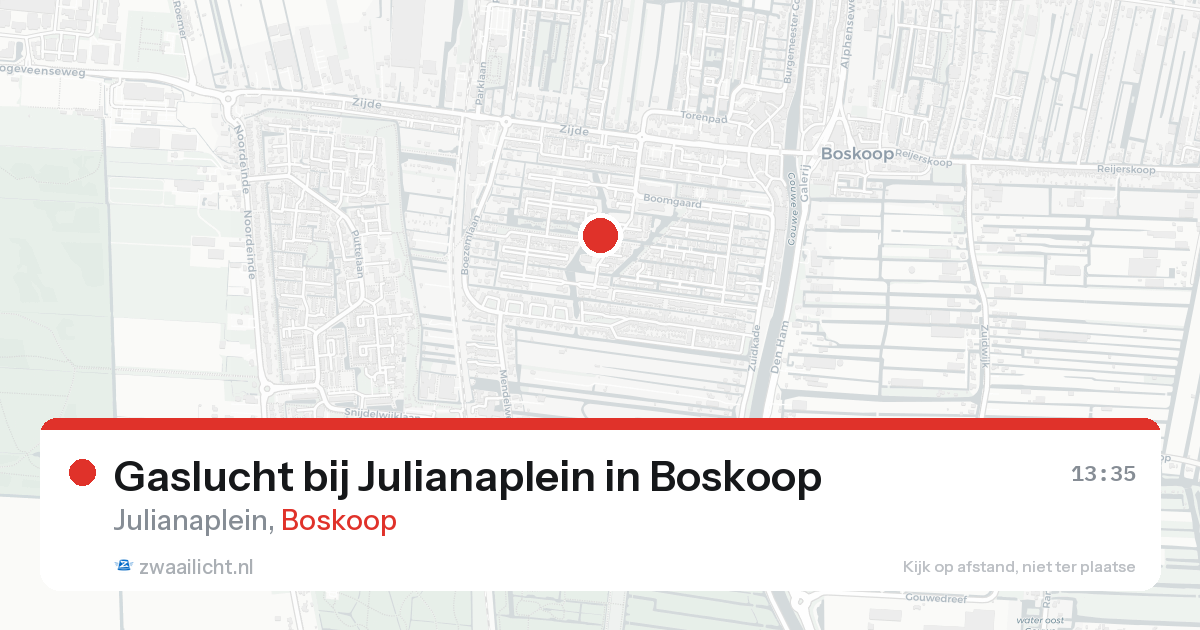 Gaslucht bij Julianaplein in Boskoop — 12 aug 2026