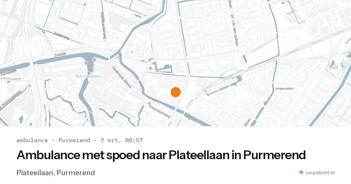 Ambulance met spoed naar Plateellaan in Purmerend — 6 mrt 2026