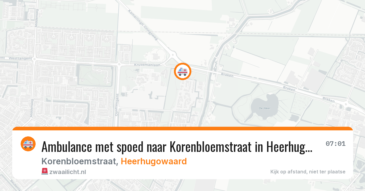 Ambulance met spoed naar Korenbloemstraat in Heerhugowaard — 9 aug 2026