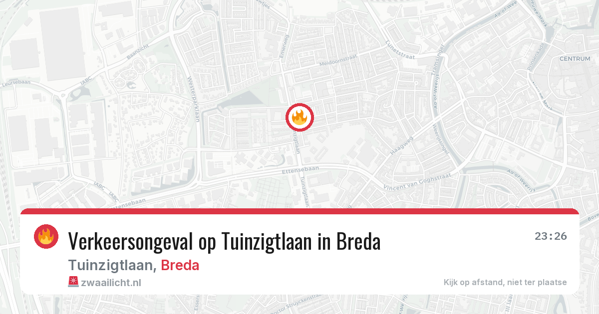 Verkeersongeval op Tuinzigtlaan in Breda — 27 apr 2026