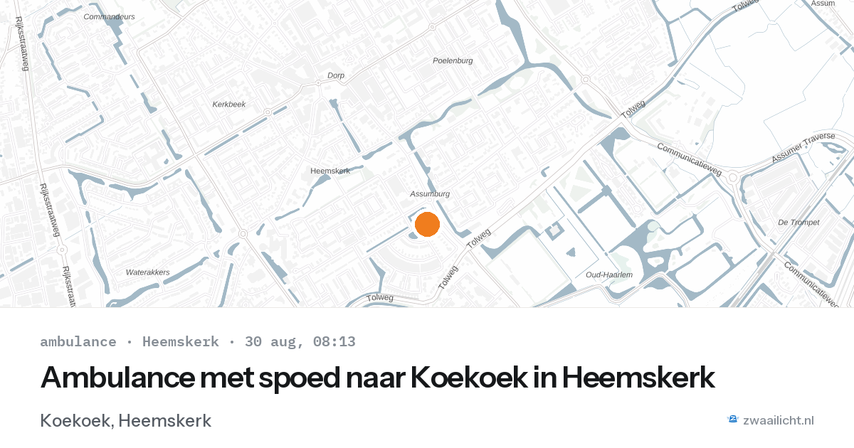 Ambulance met spoed naar Koekoek in Heemskerk — 30 aug 2026