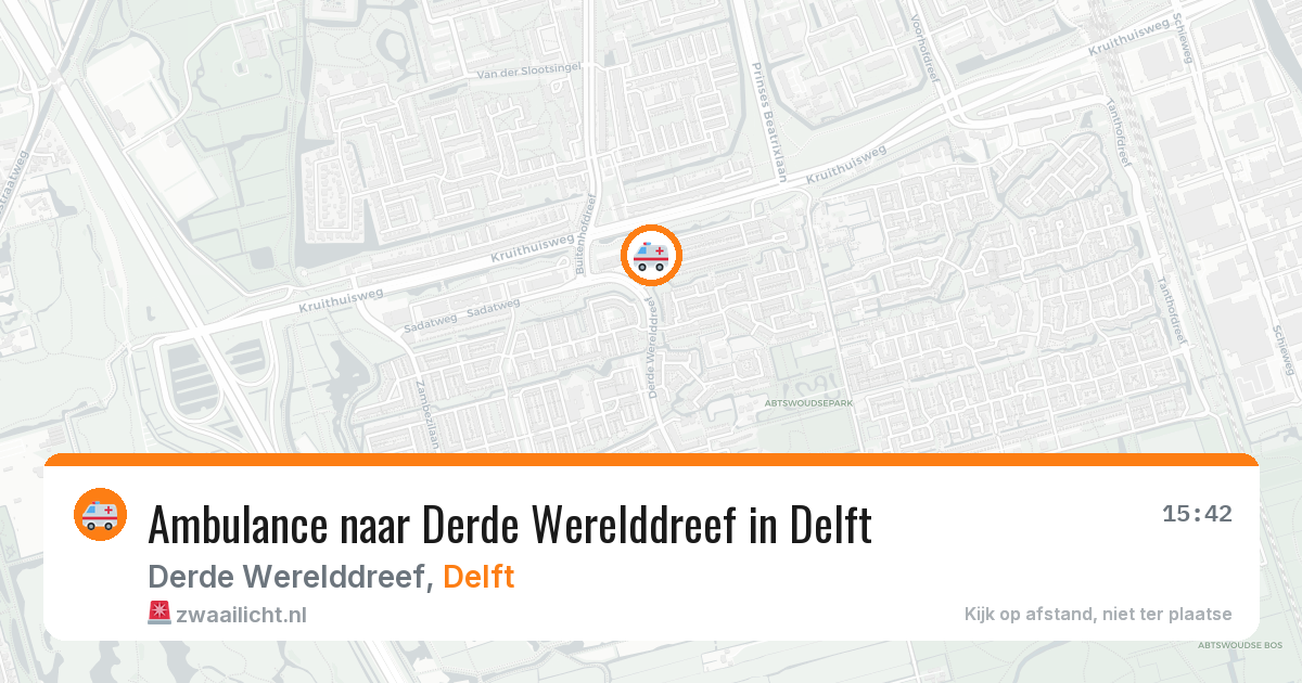 Ambulance naar Derde Werelddreef in Delft — 10 aug 2026