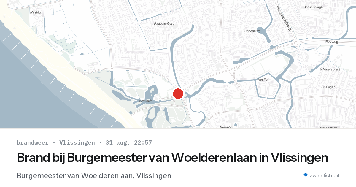 Brand bij Burgemeester van Woelderenlaan in Vlissingen — 31 aug 2026