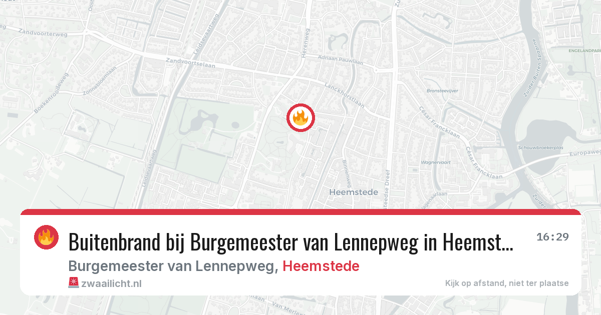 Buitenbrand bij Burgemeester van Lennepweg in Heemstede — 22 apr 2026