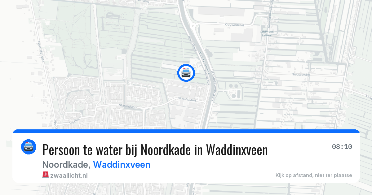 Persoon te water bij Noordkade in Waddinxveen — 21 apr 2026