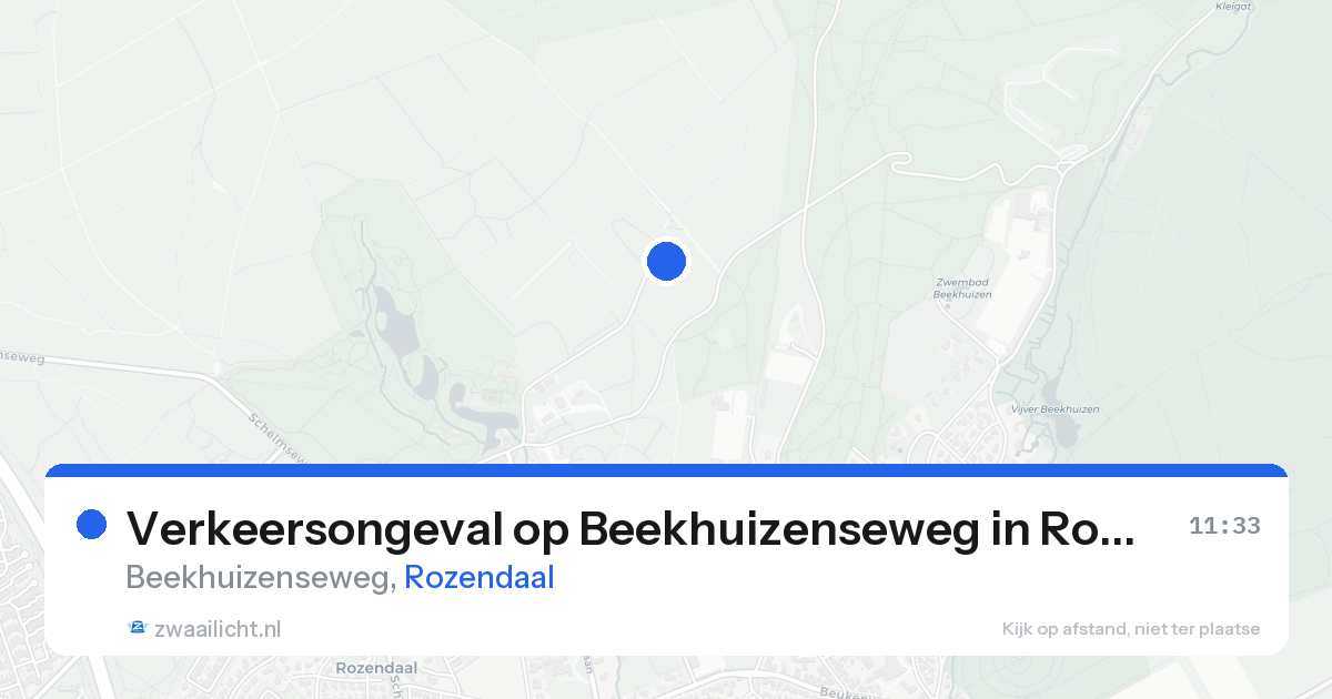 Verkeersongeval op Beekhuizenseweg in Rozendaal — 16 aug 2026