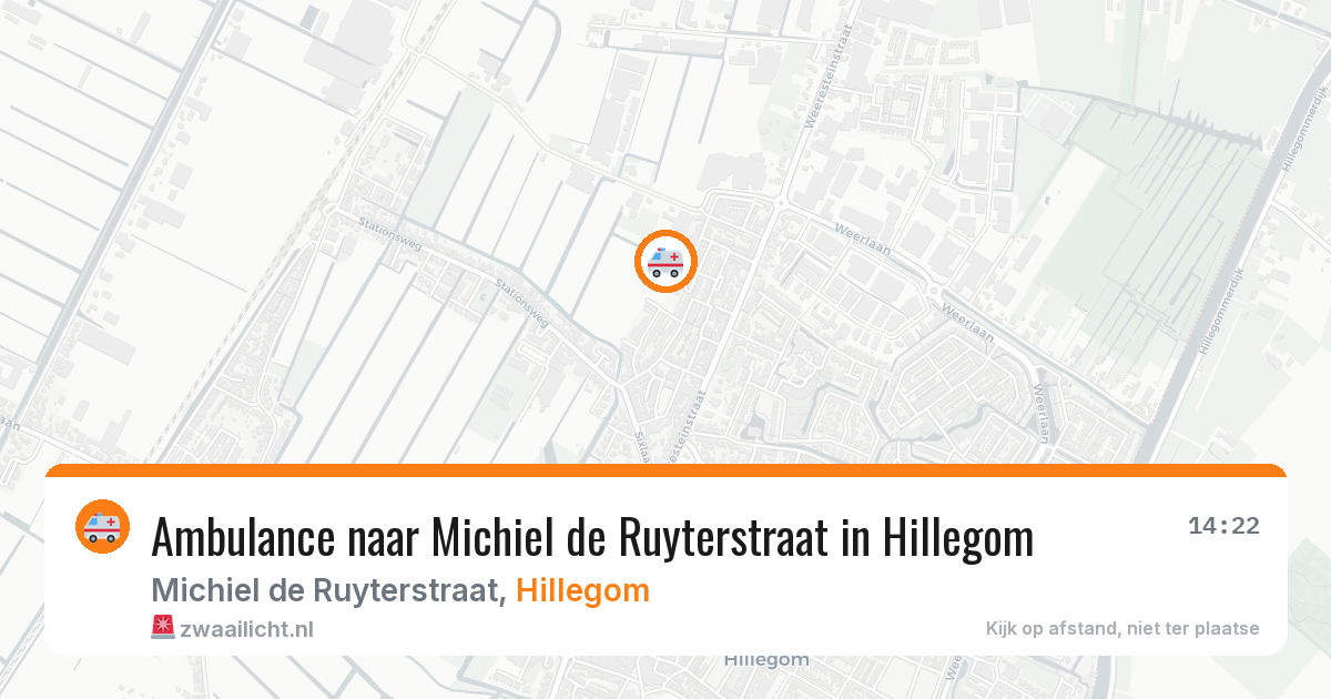 Ambulance naar Michiel de Ruyterstraat in Hillegom — 13 aug 2026