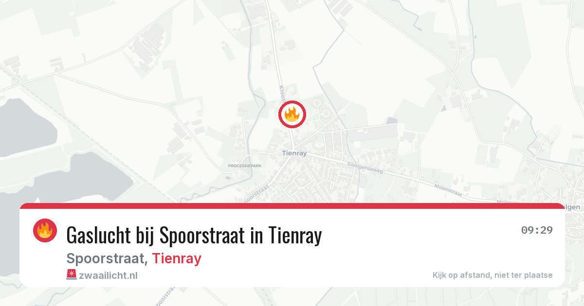 Gaslucht bij Spoorstraat in Tienray — 9 mrt 2026