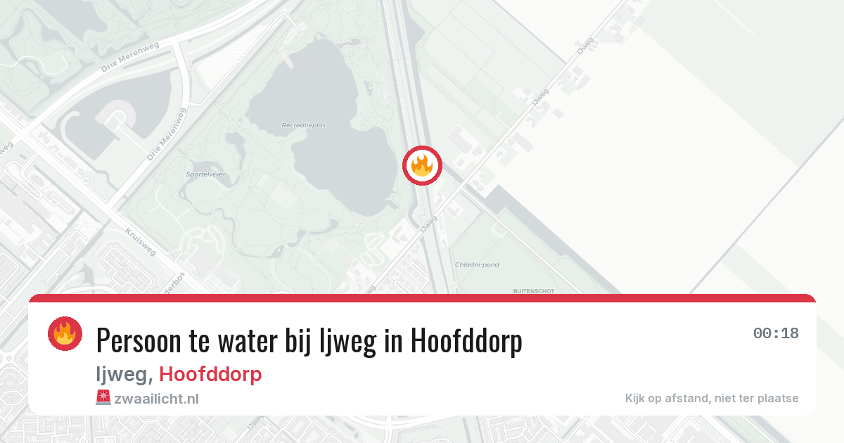 Persoon te water bij Ijweg in Hoofddorp — 20 jun 2026